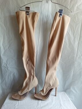 Shoe Republic LA Beige Over-the-Knee Stiletto‎ Boots